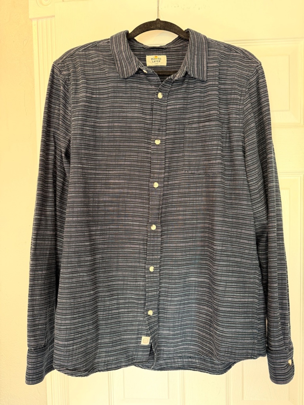 Marine Layer Men’s Navy Striped Button-Down Shirt